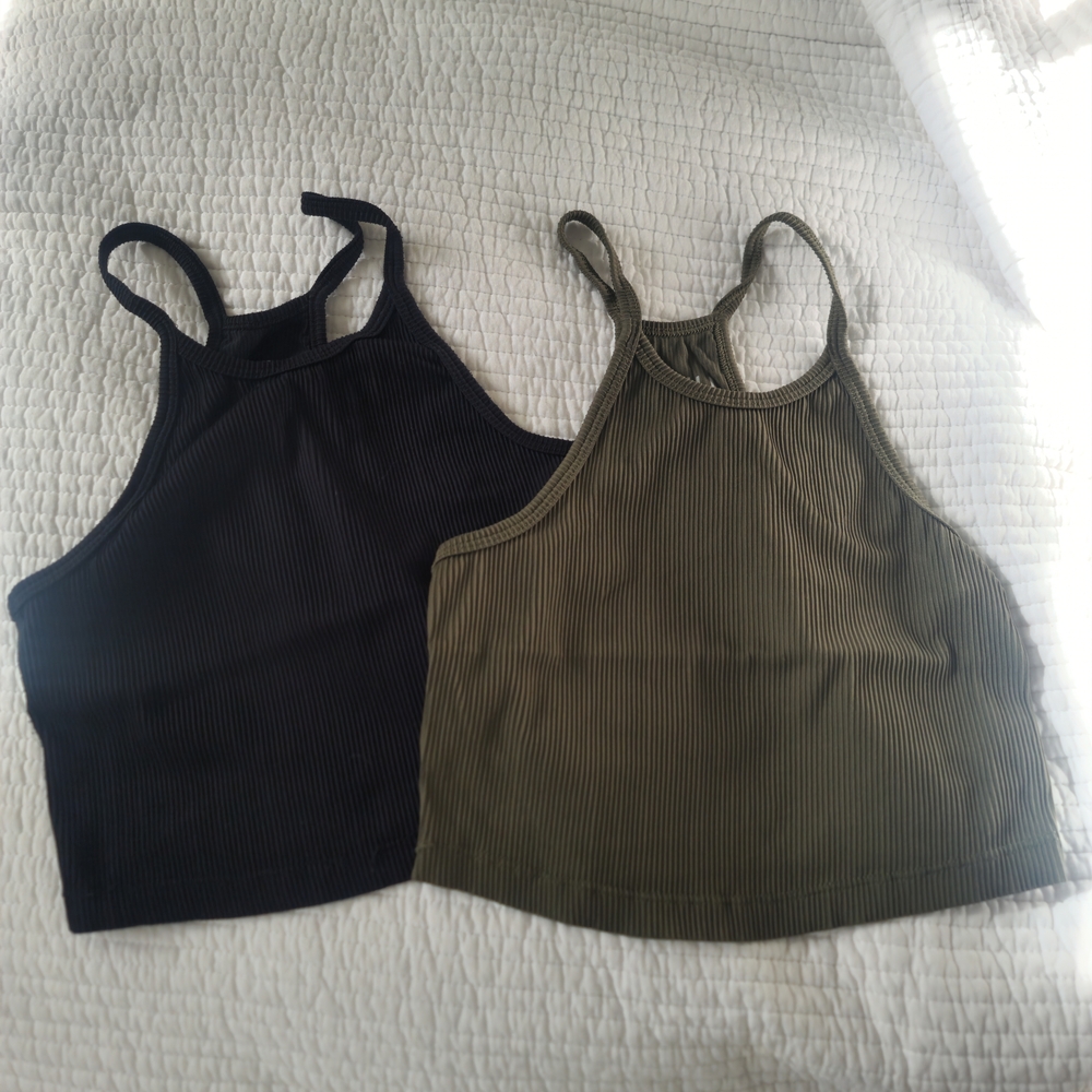 NOBULL Women's Ribbed Tank Tops - Black and Olive